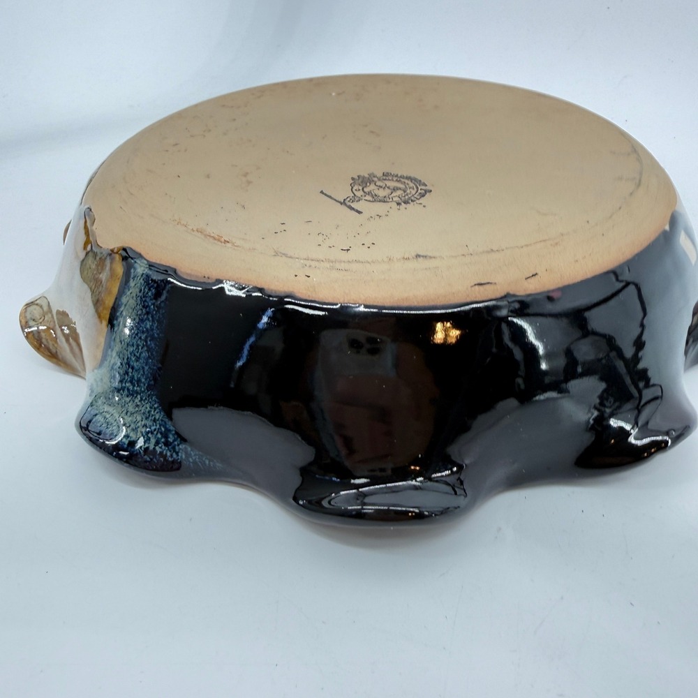 J&S Beaumont Pottery Bowl 9" Multicolor Abstract Ruffled Rim Ceramic Pie Pan - Picture 15 of 16